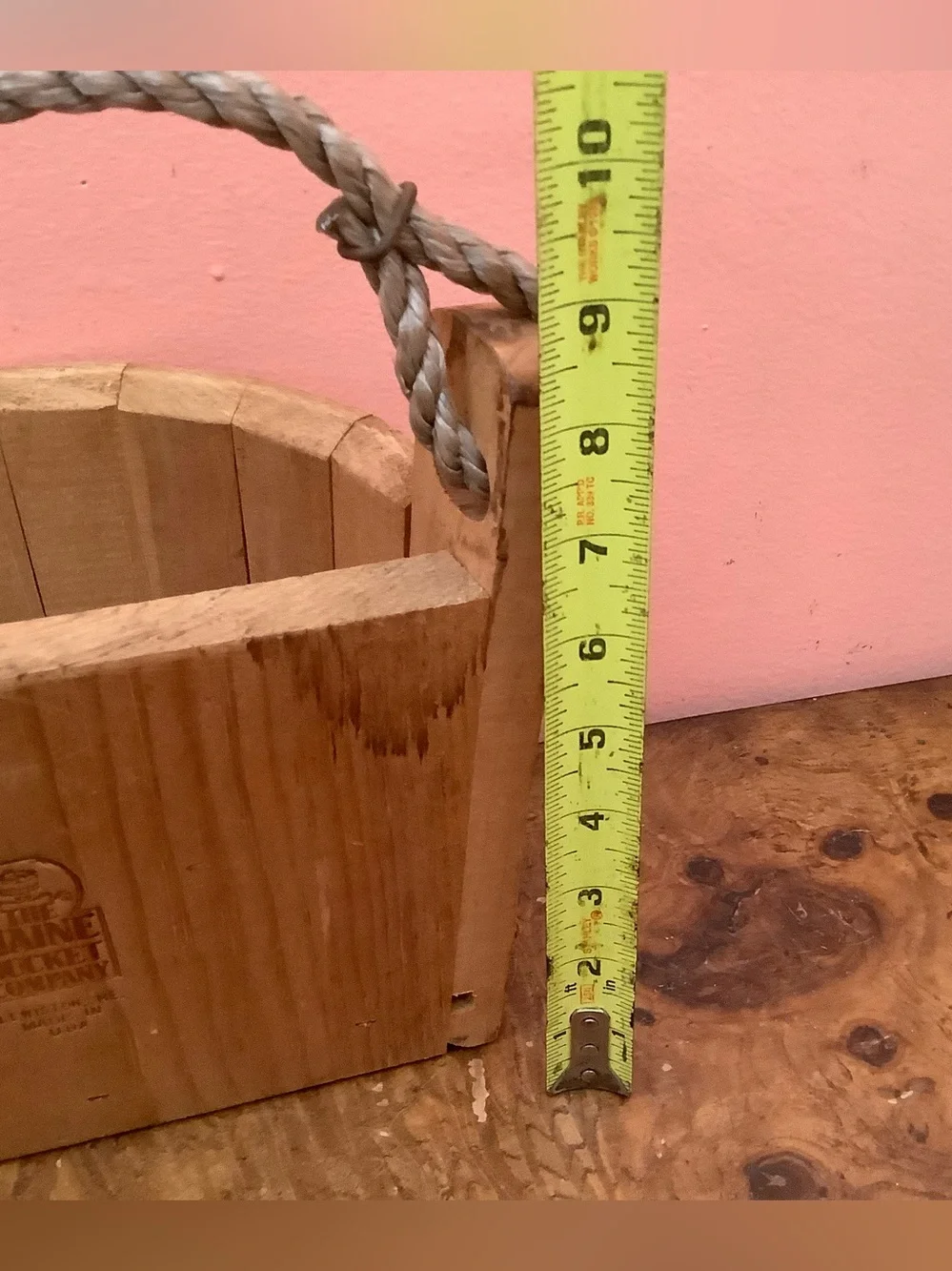 Wooden Half Bucket Basket Wall  Planter  9” X 9” X 6” By Maine Bucket Co